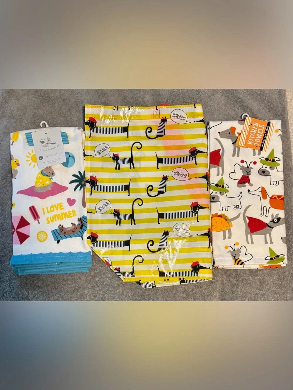 NWT Dachshund Kitchen Towels and Tote